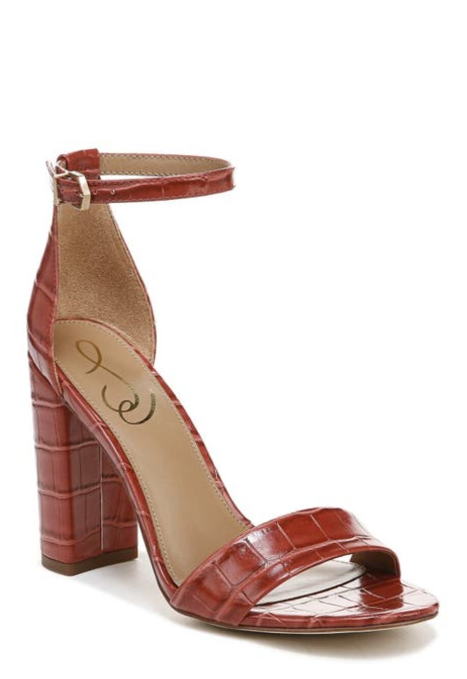 SAM EDELMAN Womens Yaro Dress Sandals Size 7 M Rosed Red Leather Heel NWOB